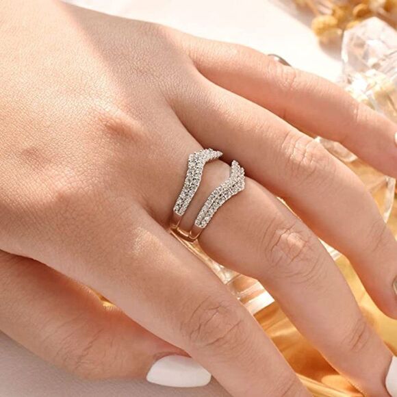 NEW 925 Sterling Silver Diamond Bridal Ring Enhancer Guard for Engagement Rings - Picture 8 of 9